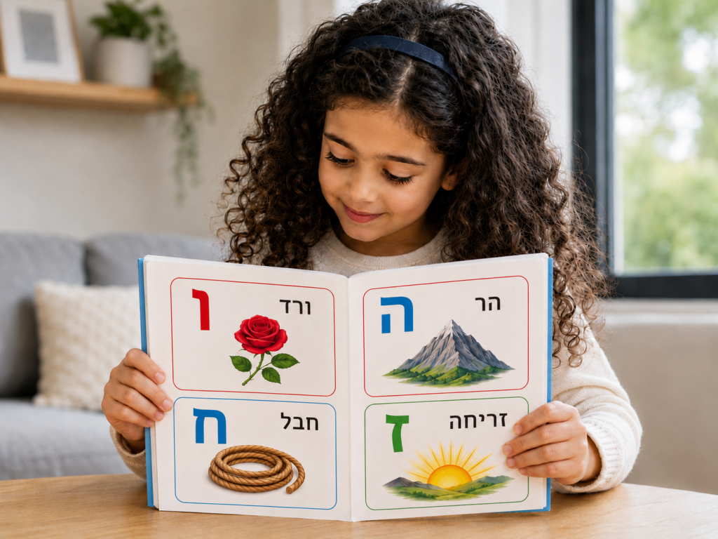 ילדה קוראת בספר בעברית קורס קריאה אתר לומדניה - רוחבי